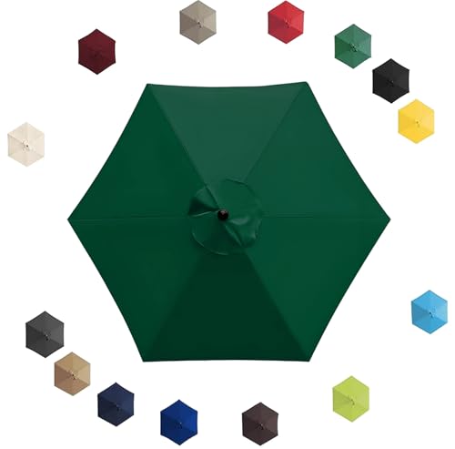 Replacement Parasol Canopy Waterproof, 2.0m 2.30m 2.7m 3.0m Patio Umbrella Weatherproof UV-Anti, 6/8 Ribs Parasol Replacement Canopy Cover Patio Umbrella Cloth for Garden Outdoor(Turquoise,9ft/6 Ribs)