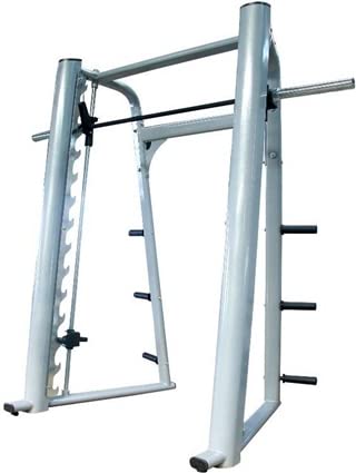 French Fitness FFS Silver Elite Smith Machine - 11 Gauge Steel, 630 lb Capacity, Counterbalanced Olympic Bar, 8 Weight Horns