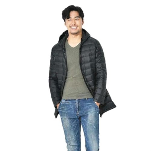 Manteau d'hiver pour homme veste longue ultra légère style épuré couleur unie