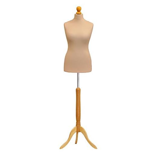 The Shopfitting Shop Mannequin de vitrine, buste de couture sur trépied en bois, femme, taille 44