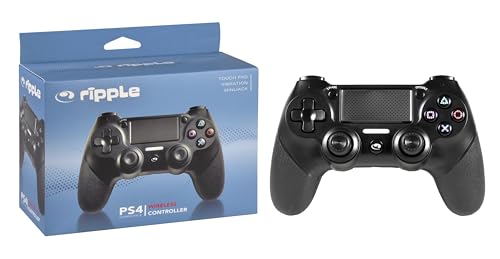Ripple Mando Inalámbrico Bluetooth para PS4/Pro/Slim, PC, Android e iOS, Gamepad Doble Vibración, Panel Táctil, Giroscopio 6 Ejes, Conexión Mini Jack, Batería Recargable 600mAh y Cable de Carga USB-C