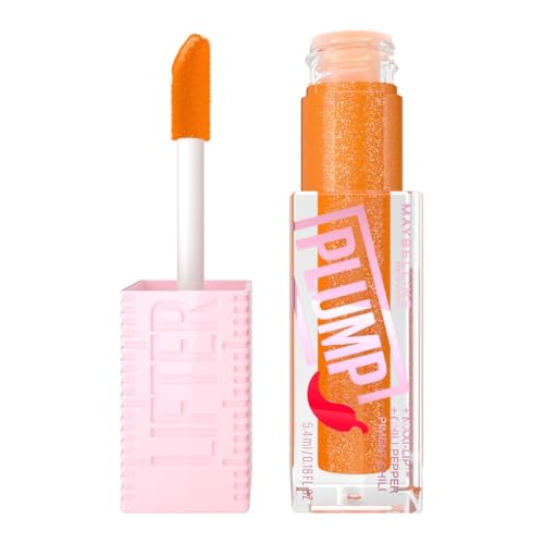 Maybelline New York - Gloss à Lèvres Effet Repulpant Immédiat & Volume XXL - Enrichi en Piment - Lifter Plump - Teinte Hot Honey - 5,4 ml