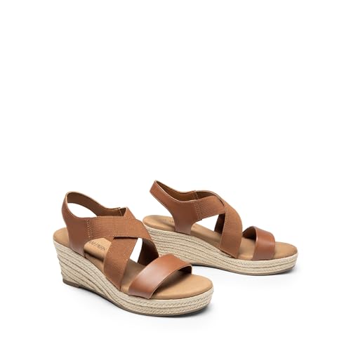 Image of DREAM PAIRS Womens Platform Espadrilles Wedge Sandals, Slip on Elastic Ankle Strap Sandals for Women Casual Dressy Summer