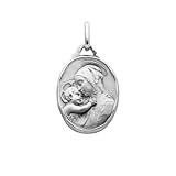 Découvrez cette médaille représentant la Vierge à l'Enfant et mesurant 21mm. Cette médaille est en argent et contient une bélière pour la porter en collier.