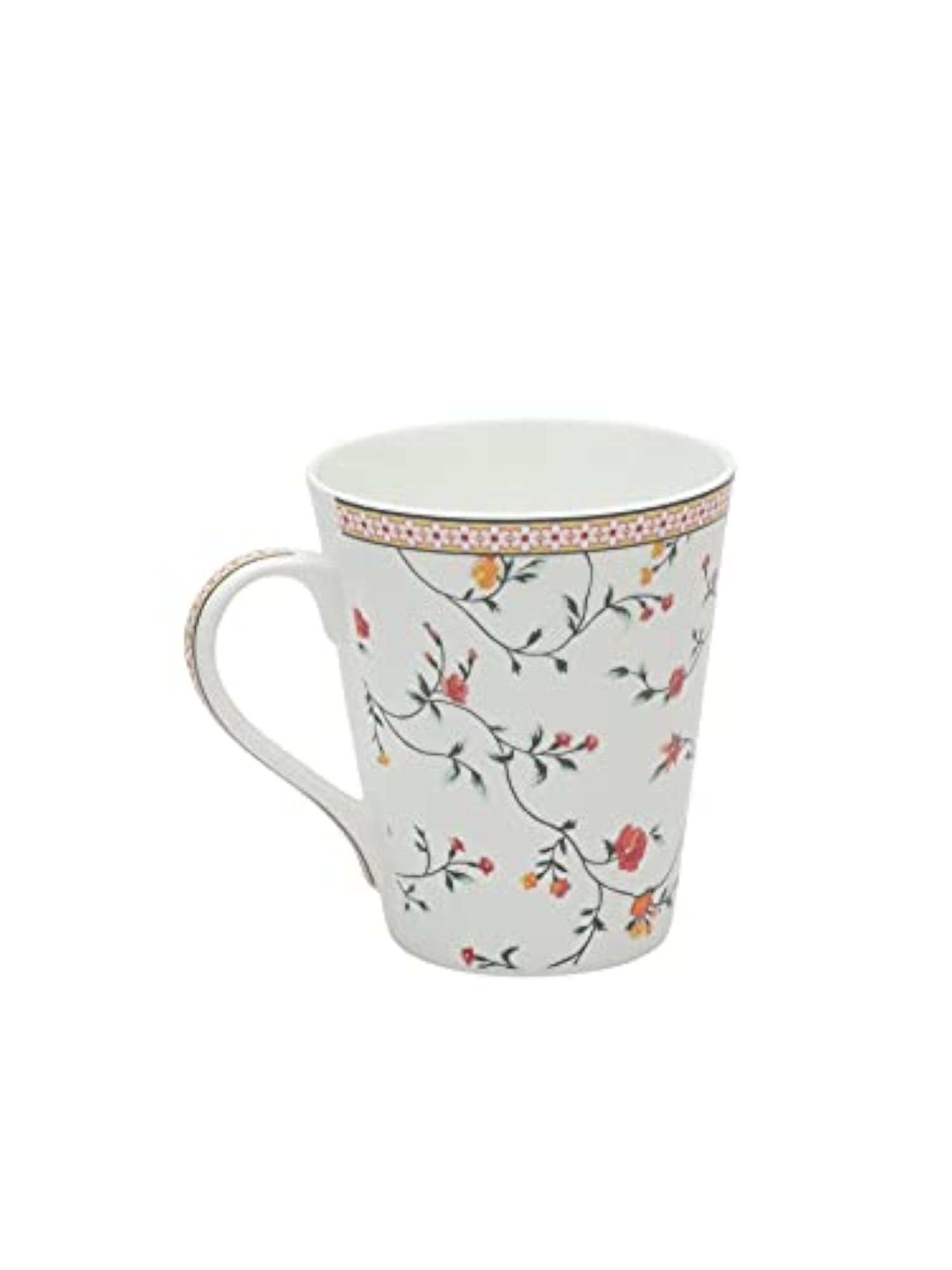 Fine Ceramic Zing 330ml Milk Mug with Red Floral Design