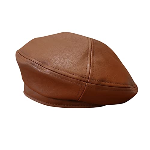 Kimloog Womens Faux Leather Newsboy Beret Ivy Cap Hunting Driving Flat Hat Coffee #TOP2