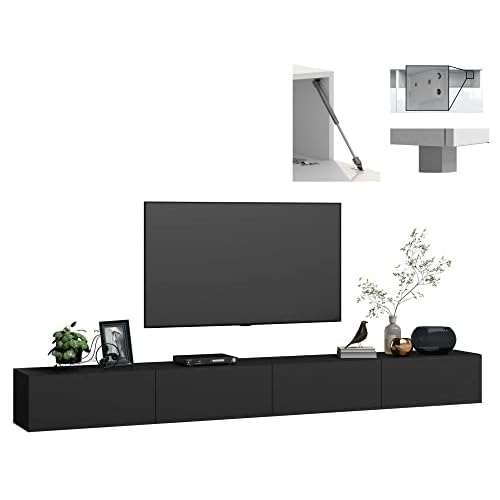 4housedesign® Hängendes TV Lowboard Schwarz