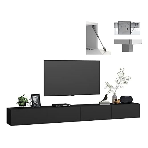 4housedesign® Hängendes TV Lowboard Schwarz