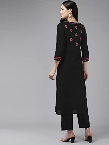 Image of Ada Women's Cotton Straight Fit Tunic Hand Embroidered Straight Lucknow Chikankari Kurta Kurti A411435
