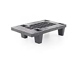 Kunststoff Viertelpalette 60 x 40 im viertel Europaletten-Maß | 4 Füße | bis 200kg dynamsiche Tragkaft | bis 500kg statische Traglast | 600 x 400mm | schwarz (1)