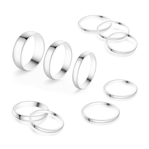 ALEXCRAFT Anillos de Acero Inoxidable Chapado en Oro para Mujer, 10 Piezas de 1-8 mm, Ideal para todas las Estaciones