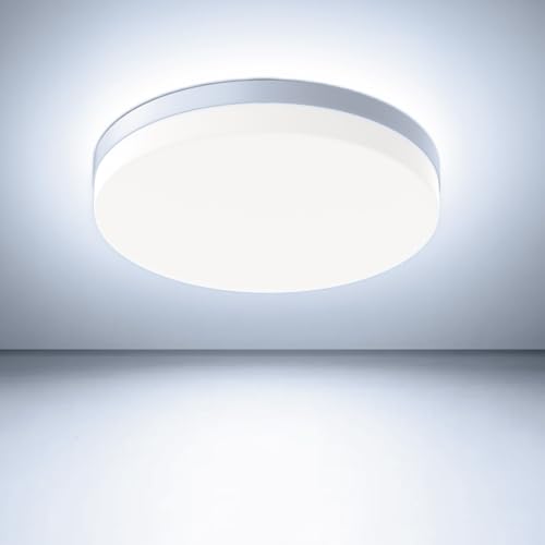 Kuwork Lampara Techo Dormitorio 36W, Plafones Para Techo LED 6500K 3600LM, IP44 Impermeable Lampara Cocina para Baño Sala Dormitorio Balcón Pasillo Ø23CM