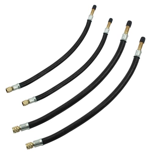 Image of 4 PCS Tire Valve Extensions, 2 PCS 8.27 Inch Tire Valve Extension Adaptor and 2 PCS 11.81 Inch Flexible Valve Stem Extenders for Cars, Trucks, Motorcycles