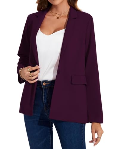 MINTLIMIT Women Suit Jacket Blazer Button Front Notched Lapel Blazer Suit Cardigan Formal Work Office,L,Purple4