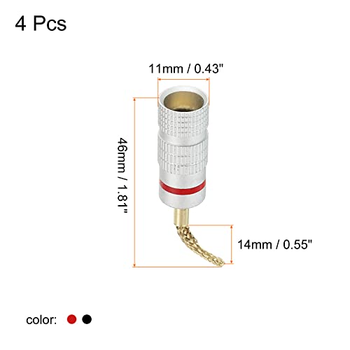PATIKIL Flex Pin Banana Plugs Gold-Plated Insulated Red Black for Speaker Wires Sound Systems, Video Receivers, Home Theater Pack of 4 - Image 2