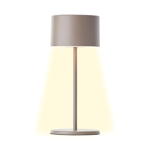 Brilliant LED Tischlampe in Taupe Dimmbar & mit Akku Mobile Innenleuchte mit drei-Stufen-Touchdimmer Warmweißes Licht, stilvolles Design, energiesparend & flexibel einsetzbar - per USB aufladbar