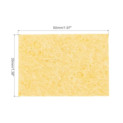 Image of MECCANIXITY 40PCS Soldering Sponge 50 x 35mm Rectangle Deep Yellow Cleaning Pad Welding Tip Iron Replacement for Cleaning Soldering Iron 2mm Natural Thickness 11mm Water Absorption Thickness