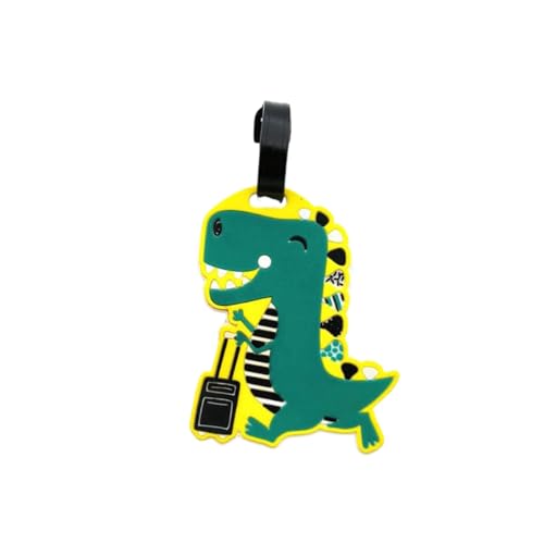 Cute Cartoon Dinosaur Silicone Luggage Tag Fun Triceratops Travel Bag Tag Personalized Labels for Cruise Airport (T-Rex)