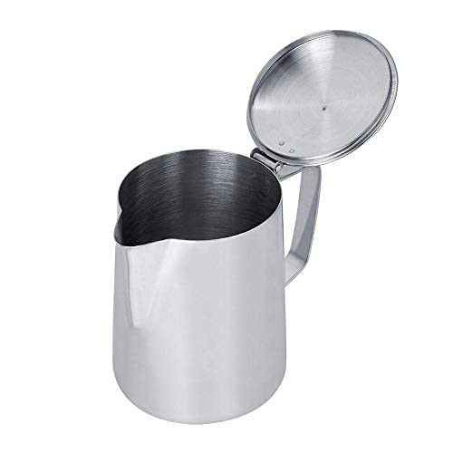 Jarra de leche de acero inoxidable con tapa para café con leche, 250 ml, 350 ml, 1000 ml a 600 ml