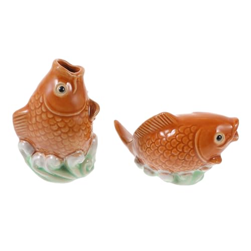 CIYODO Garden Fountain Statue Pond Decor Carp Ceramic Ornaments Outdoor Water Fountain Accessory Sprinkler Replacement