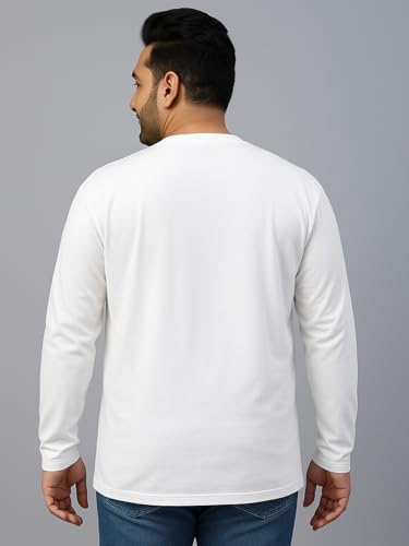 Image of Veirdo Pure Cotton Regular Fit Solid Core Plus Size Plus Size Full Sleeve T-Shirt for Men (Sizes: 2XL to 5XL)