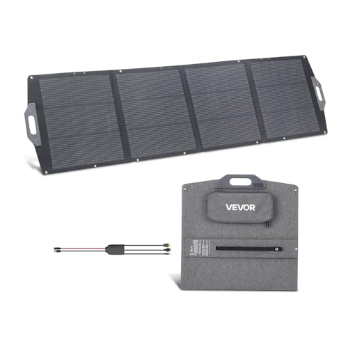 Image of VEVOR 200W Foldable Solar Panel, 24% High-Efficiency Portable Monocrystalline Solar Panel Charger with MC4 Output, USB-A, Type-C & DC Ports, IP67 Waterproof for Power Stations, Camping, Hiking Trips