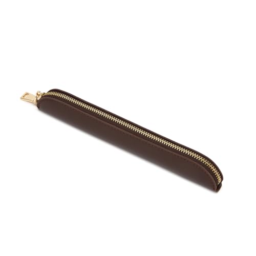 Image of Slim Pencil Case Skinny Pen Case Pen Pouch (FL Dark Brown)