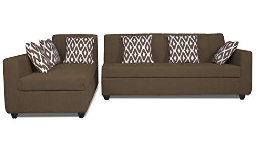 Image of Adorn India Rio Highback L Shape 6 Seater Sofa Set (Left Side Handle) (Camel)