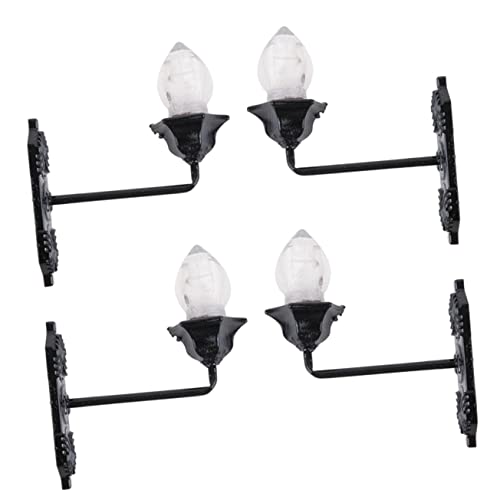 Tofficu 4Pcs Mini Wall Lamp Model Luminous Decorative Lights for Sand Table Landscape Warm for Mini House Decor Enhances Scene Levels for