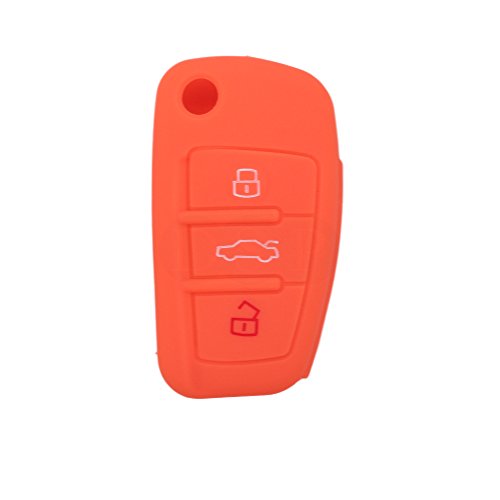 BROVACS Silicone Cover Protector Case Holder Skin Jacket Compatible with AUDI 3 Button Flip Remote Key Fob CV9820 Orange - Image 2