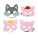INF-STAR Three Little Pigs & Big Bad Wolf Masks Costume for Kids, 4pcs Felt Half Face Masks, Perfect for Toddlers Costume Parties, Classroom Activities