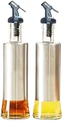 Kit 2 P. Azeite/Galheteiro 300 Ml Vidro Aço Inox Dosador