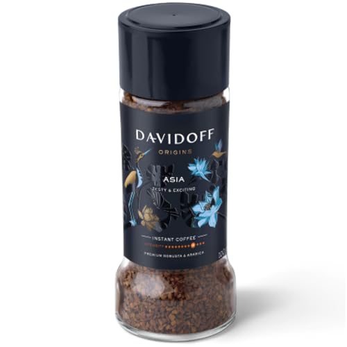 Davidoff Origins Asia Flavour Instant Coffee 9/12 Intensity - Premium Robusta & Arabica 3.53 oz 100g, Granule, Glass Bottle
