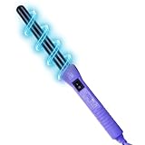 Herstyler Grande Ceramic Tapered Curling Wand - 1 inch Dual Voltage with Negative Ions for Long and Short Hair (Purple)