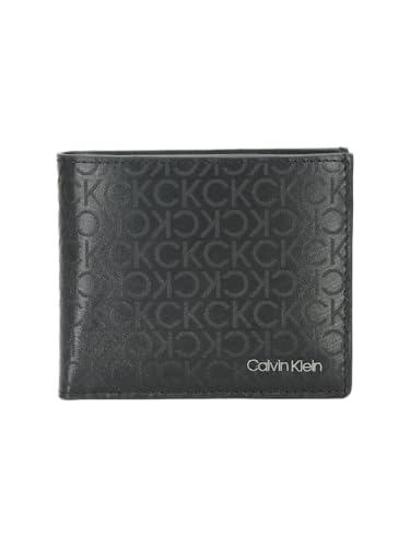 Image of Calvin Klein Logo black leather bi-fold wallet