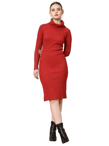 Image of RIGO Women's Waffle Knit Bodycon Midi Dress (WDRS352-1126RS-S Dark Maroon