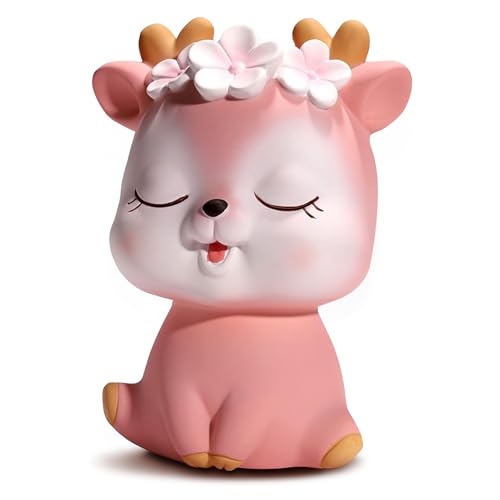 Image of Piggy Bank Girls,Cute Deer Money Bank,Unbreakable Plastic Coin Bank,Large Piggy Bank for Adults,Best Birthday for Kids Home Nursery Personalized Decorations