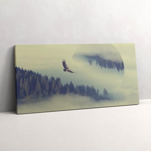 Art mural paysage brumeux déco grand format toile aigle 120x60cm