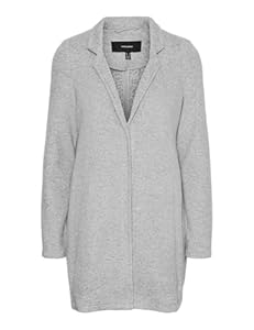 VERO MODA Damen Kurzmantel VMBrushedkatrine lange Damenjacke mit Stehkragen 10231027 Light Grey Melange M