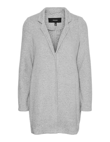 VERO MODA Damen Kurzmantel VMBrushedkatrine lange Damenjacke mit Stehkragen 10231027 Light Grey Melange S