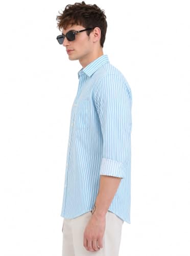 Image of Youth First Men's Cotton Blend Casual Shirt | Regular Fit Solid Full Sleeve Button Down Collared Shirts | Comfortable Formal Office Business Casual for Men