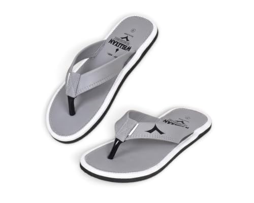 Image of Wellixan's Faux Leather Flip Flops Slipper | Light weight EVA | Anti-Slip Comfortable Thong Slippers | Soft Cushioned Footbed | Durable Casual Daily Wear Slipper | (Size 6-10)
