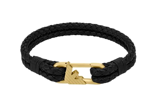 Emporio Armani Men's Black Leather ID Bracelet (Model: EGS3245710)