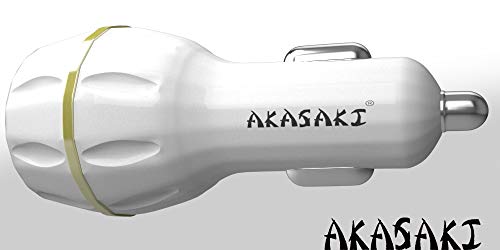 Image of Akasaki AC-26 Dual Port Car Charger with Data Cable (White)