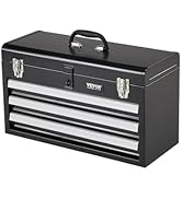 VEVOR Metal Tool Box, 20.5-inch, Portable Metal Tool Box with 3 Drawers, Small Tool Chest with EV...