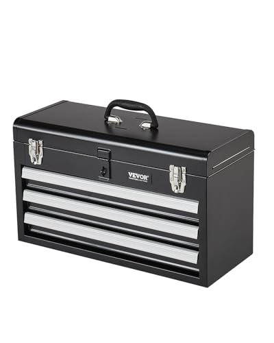 VEVOR Werkzeugkiste 520x218x304mm, Werkzeugkasten mit 3 Schubladen, Werkzeugkoffer mit EVA-Einlagen, Schubladenverriegelung mit Kugellagern und...