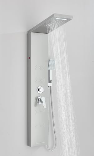 Luxury Steel Shower Tower System with LED Shower Head, 5...