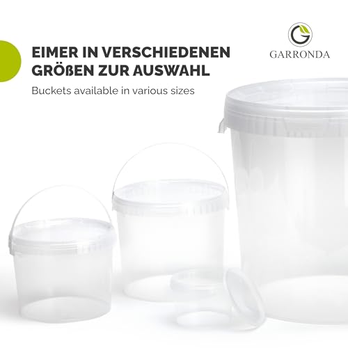 Garronda Eimer mit Deckel 5 L für die Lagerung von Lebensmittel- und Chemischen Produkten 1 Stück Transparent GD-0072
