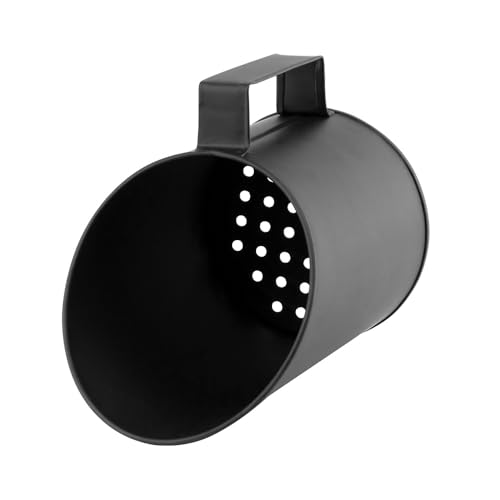 FACILITYS Pelle à Granulés en Métal Noir avec Tamis - Pelle à Pellets Anti-Poussière pour Poêle à Granulés et Poêle à Bois - Accessoire pour Chauffage