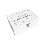 The Lovely Keepsake Company My First Keepsakes Engraved Baby Memory Box | White Wooden Storage | Gender Neutral Gift for New Parents, Baby Shower & Newborn | 22cm x 15cm x 10cm